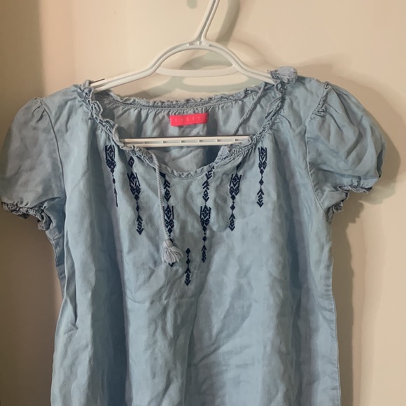 Blue Ruffled Short Sleeve Tee. - Picture 2 of 6